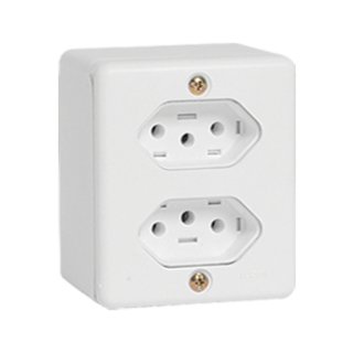2 Tomadas Fixas Sobrepor Bipolar 2P + T 10A 250V 2 Tomadas Fixas Sobrepor Bipolar 2P + T 10A 250V